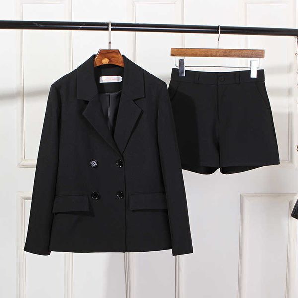 black ladies blazer high-quality casual long-sleeved suit office high waist shorts women autumn two-piece 210527, White
black ladies blazer high-quality casual long-sleeved suit office high waist shorts women autumn two-piece 210527, White