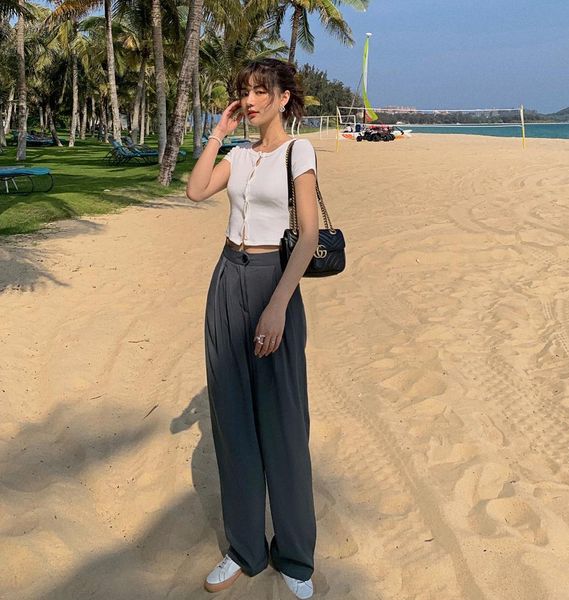 capris wet 2021 spring chic waistline high waistband straight ladies in the office women's pant long pants pantalon femme, Black;white
capris wet 2021 spring chic waistline high waistband straight ladies in the office women's pant long pants pantalon femme, Black;white