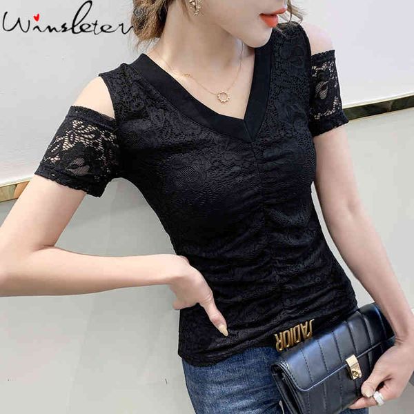 women's t-shirt summer european clothes lace girls chic v-neck hollow out drape women short sleeve slim tees 2021 t13108, White
women's t-shirt summer european clothes lace girls chic v-neck hollow out drape women short sleeve slim tees 2021 t13108, White