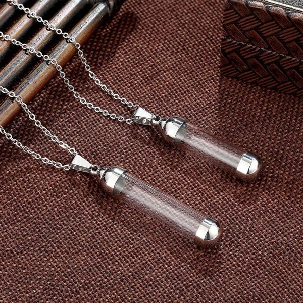 fashion transparent glass bottle necklace for women men stainless steel chains pendant pet perfume jewelry necklaces, Silver
fashion transparent glass bottle necklace for women men stainless steel chains pendant pet perfume jewelry necklaces, Silver