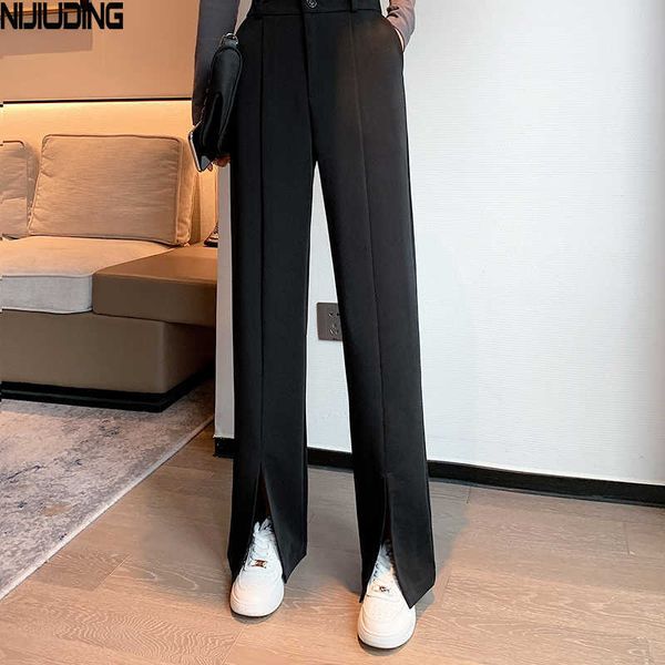 casual high waist button wide leg pants for women spring summer loose female floor-length split suits ladies trousers 211007, Black;white
casual high waist button wide leg pants for women spring summer loose female floor-length split suits ladies trousers 211007, Black;white