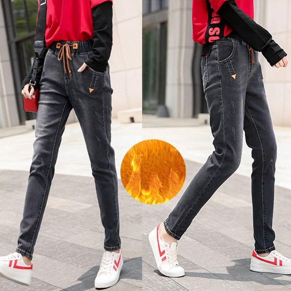 women's jeans stretch elastic waist harlan loose plus size old daddy pants autumn and winter velvet thick warm trousers, Blue
women's jeans stretch elastic waist harlan loose plus size old daddy pants autumn and winter velvet thick warm trousers, Blue