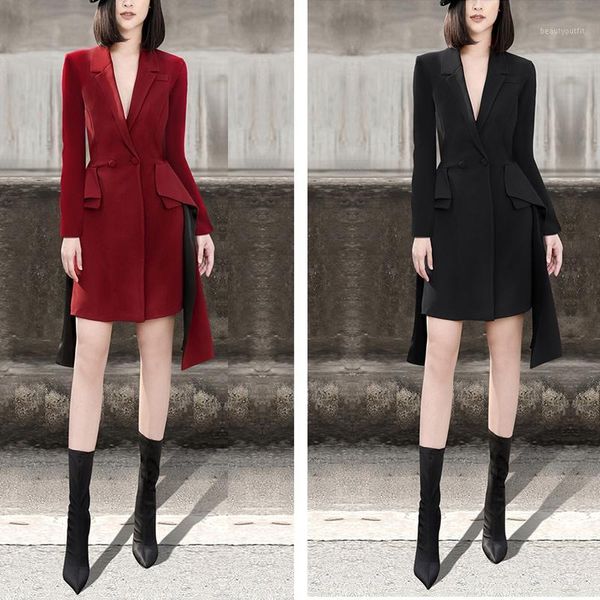 women's suits & blazers 2021 winter dress famous ol standard irregular medium-long slim small suit temperament chic coat, White;black
women's suits & blazers 2021 winter dress famous ol standard irregular medium-long slim small suit temperament chic coat, White;black
