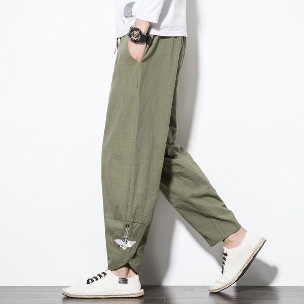 men's pants mrgb chinese style summer casual men ankle-length trousers embroidery wide leg fashion loose straight vintage, Black
men's pants mrgb chinese style summer casual men ankle-length trousers embroidery wide leg fashion loose straight vintage, Black