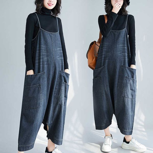 women's jumpsuits & rompers plus size jeans harem pants women personality casual loose big pockets overalls womens denim saloppett, Black;white
women's jumpsuits & rompers plus size jeans harem pants women personality casual loose big pockets overalls womens denim saloppett, Black;white