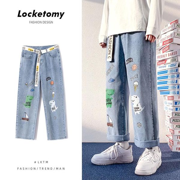 men's jeans and women's denim trousers printing korean summer straight loose casual pants trend ins wide-leg, Blue
men's jeans and women's denim trousers printing korean summer straight loose casual pants trend ins wide-leg, Blue