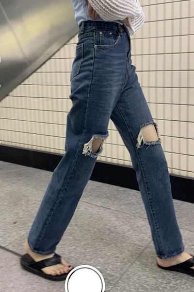 summer personality retro high-waisted thin straight-leg all-match ripped jeans women, Blue
summer personality retro high-waisted thin straight-leg all-match ripped jeans women, Blue