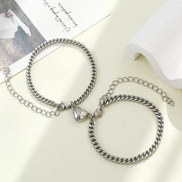 link, chain fashion couple bracelet magnet bangle stainless steel magnetic heart for women men lady girl boys valentine's day gift, Black
link, chain fashion couple bracelet magnet bangle stainless steel magnetic heart for women men lady girl boys valentine's day gift, Black