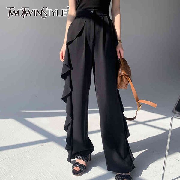 patchwork ruffle pants for femael high waist loose wide leg straight leg pure color women's casual pant new fashion 210428, Black;white
patchwork ruffle pants for femael high waist loose wide leg straight leg pure color women's casual pant new fashion 210428, Black;white