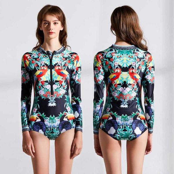 women's swimwear floral printing rashguard long sleeve zip uv protection print surfing swimsuit bathing suits sun body suit, White;black
women's swimwear floral printing rashguard long sleeve zip uv protection print surfing swimsuit bathing suits sun body suit, White;black