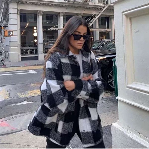 women's jackets coats fashion black white plaid for women in autumn and winter 1ppl, Black;brown
women's jackets coats fashion black white plaid for women in autumn and winter 1ppl, Black;brown