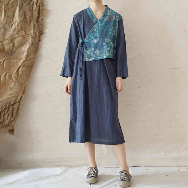 johnature women chinese style wrist sleever dress blet v-neck patchwork print floral linen vintage dresses 210521, Black;gray
johnature women chinese style wrist sleever dress blet v-neck patchwork print floral linen vintage dresses 210521, Black;gray