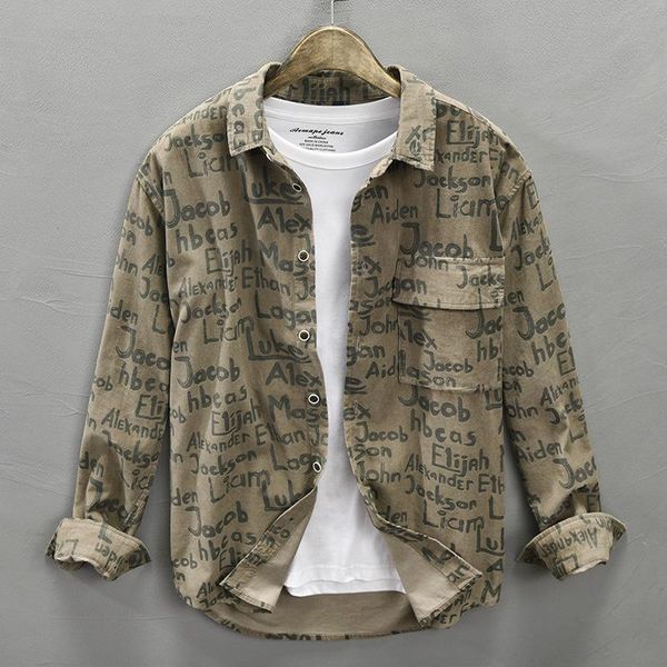 men's casual shirts spring corduroy shirt men pure cotton hip hop long sleeve vintage pockets letter printed button up for male, White;black
men's casual shirts spring corduroy shirt men pure cotton hip hop long sleeve vintage pockets letter printed button up for male, White;black