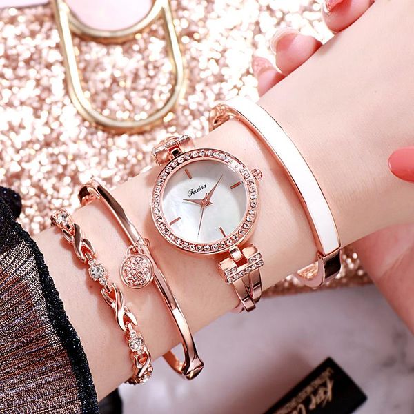 wristwatches women's quartz watch 5pcs set bracelet necklace ring earrings birthday gift valentine's day original box, Slivery;brown
wristwatches women's quartz watch 5pcs set bracelet necklace ring earrings birthday gift valentine's day original box, Slivery;brown