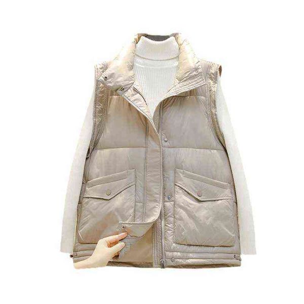 2021 autumn and winter women's short stand collar cotton vest down warm, Black;white
2021 autumn and winter women's short stand collar cotton vest down warm, Black;white