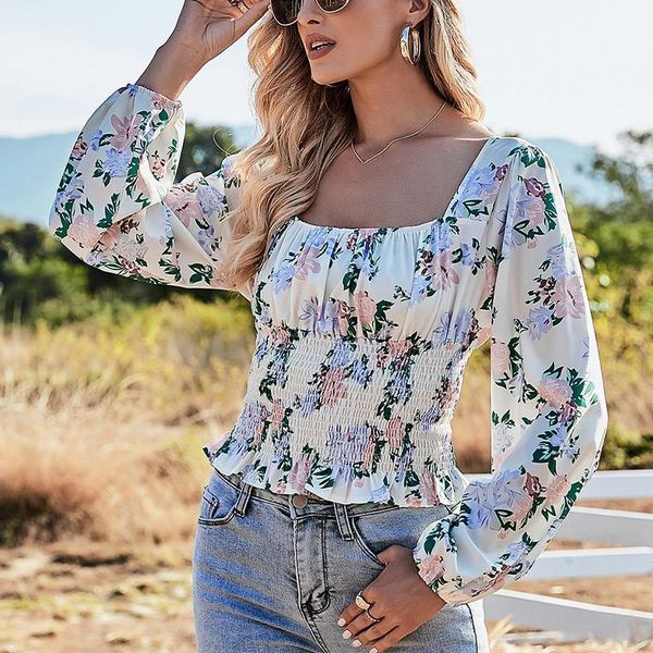 summer women chiffon blouses vintage print square collar long sleeve shirts slim beach style crop blusas 210514, White
summer women chiffon blouses vintage print square collar long sleeve shirts slim beach style crop blusas 210514, White