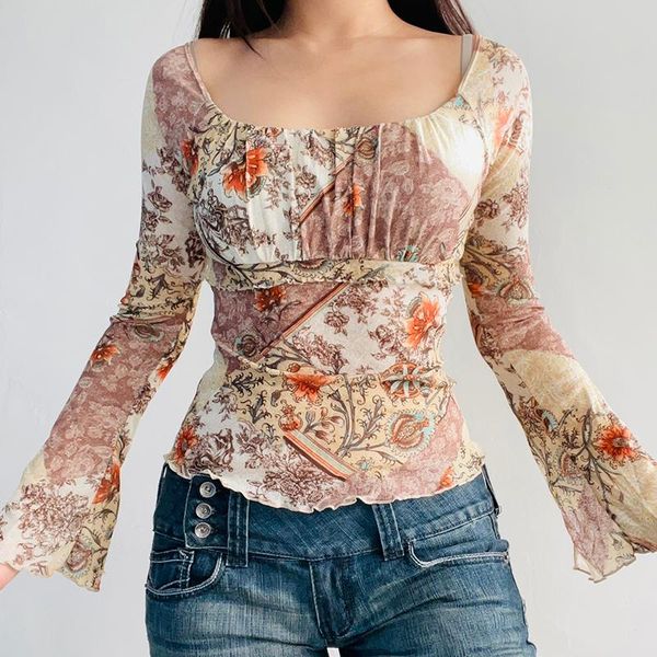 women's t-shirt elegant lady vintage flare sleeve y2k fairy grunge floral print square collar crop korean harajuku women tees shirt, White
women's t-shirt elegant lady vintage flare sleeve y2k fairy grunge floral print square collar crop korean harajuku women tees shirt, White