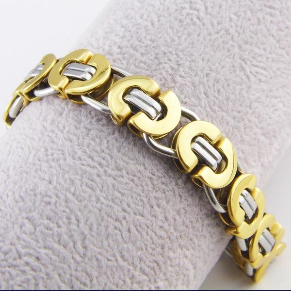 charm bracelets fashion men byzantine bracelet link color gold 2 tones stainless steel box chain pulseras jewelry, Golden;silver
charm bracelets fashion men byzantine bracelet link color gold 2 tones stainless steel box chain pulseras jewelry, Golden;silver