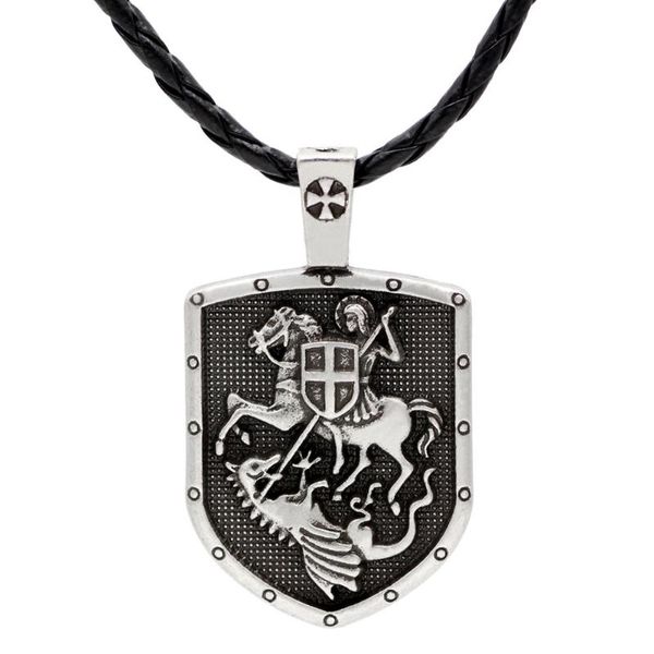 pendant necklaces youe shone st.george on horse kills dragon shield cross medal knot amulet, Silver
pendant necklaces youe shone st.george on horse kills dragon shield cross medal knot amulet, Silver