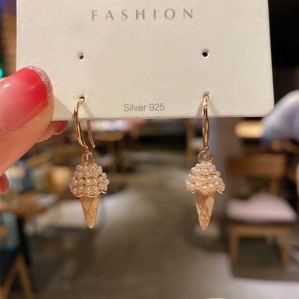 simple, and cool small pearl ice cream cone net red fashion creative earrings, Silver
simple, and cool small pearl ice cream cone net red fashion creative earrings, Silver
