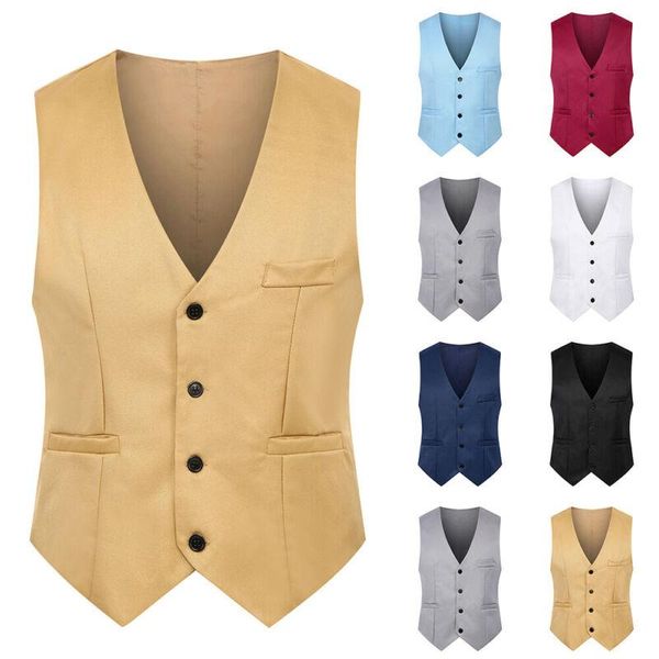 men's vests clothing fashion autumn winter slim fitted single-breasted vest waistcoat business suit pockets men suits, Black;white
men's vests clothing fashion autumn winter slim fitted single-breasted vest waistcoat business suit pockets men suits, Black;white