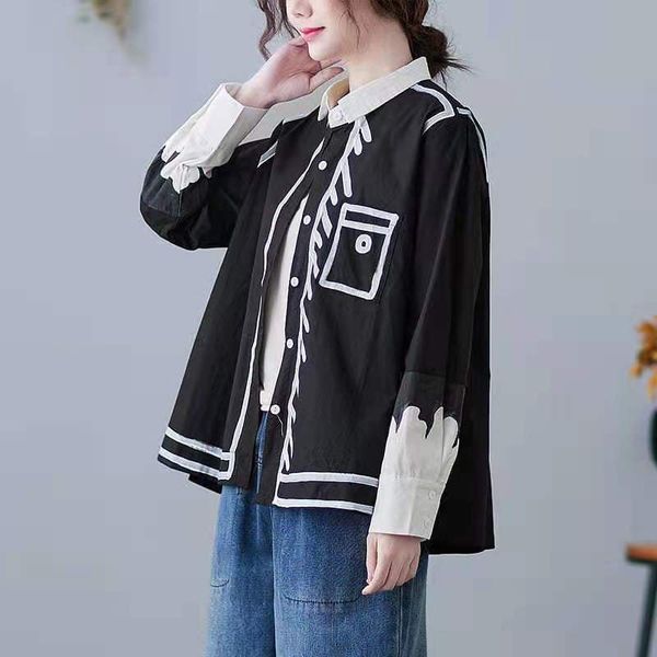 dress 2021 arrival spring/female autumn released long sleeve cartoon turn-down collar blouse linen cotton casual w57 shirts, Black;gray
dress 2021 arrival spring/female autumn released long sleeve cartoon turn-down collar blouse linen cotton casual w57 shirts, Black;gray