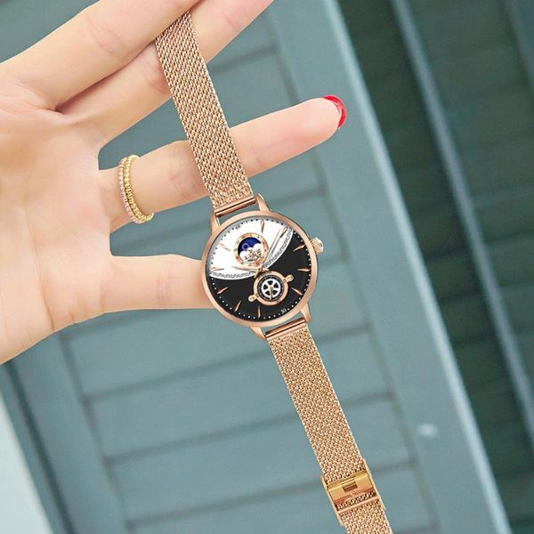 ladies watch ultra-thin moon phase quartz mesh stainless steel waterproof gift reloj muje + box wristwatches, Slivery;brown
ladies watch ultra-thin moon phase quartz mesh stainless steel waterproof gift reloj muje + box wristwatches, Slivery;brown