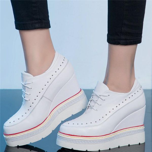 dress shoes punk trainers women genuine leather wedges high heel platform pumps female lace up round toe fashion sneakers casual, Black
dress shoes punk trainers women genuine leather wedges high heel platform pumps female lace up round toe fashion sneakers casual, Black