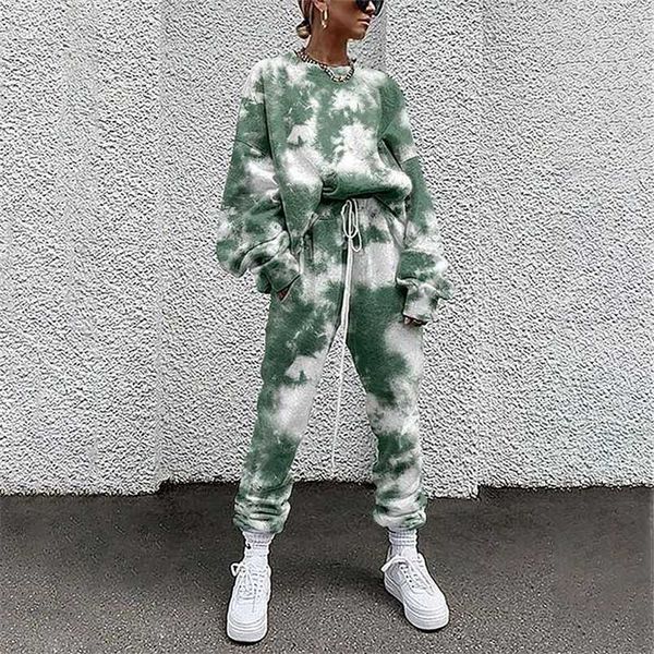 tie dye lounge women tracksuit two piece set long sleeve drawstring high waist joggers suit autumn lady causal sets 211007, White
tie dye lounge women tracksuit two piece set long sleeve drawstring high waist joggers suit autumn lady causal sets 211007, White