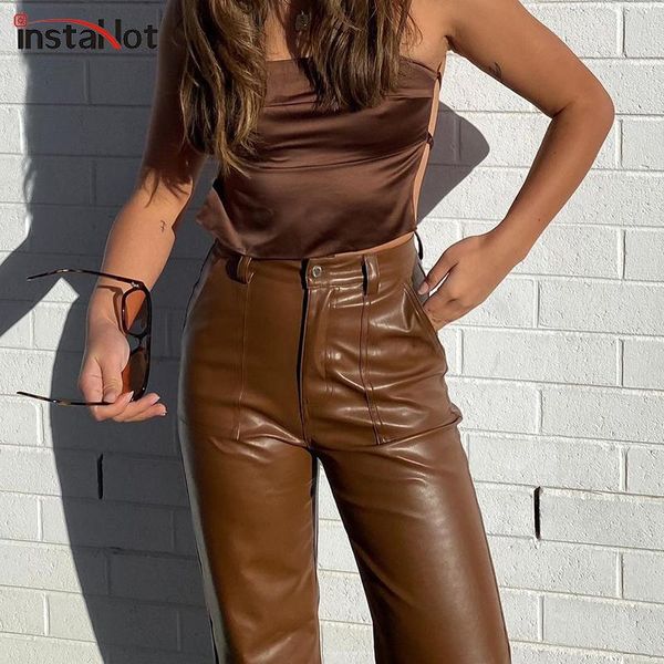 women's pants & capris insta women basic high waist faux leather pu long trousers club casual 2021 autumn female pockets straight, Black;white
women's pants & capris insta women basic high waist faux leather pu long trousers club casual 2021 autumn female pockets straight, Black;white