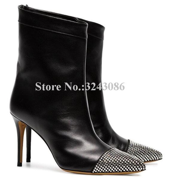 boots woman black leather crystal ankle fashion thin heel rhinestone pointed toe ladies short slip-on female stiletto
boots woman black leather crystal ankle fashion thin heel rhinestone pointed toe ladies short slip-on female stiletto