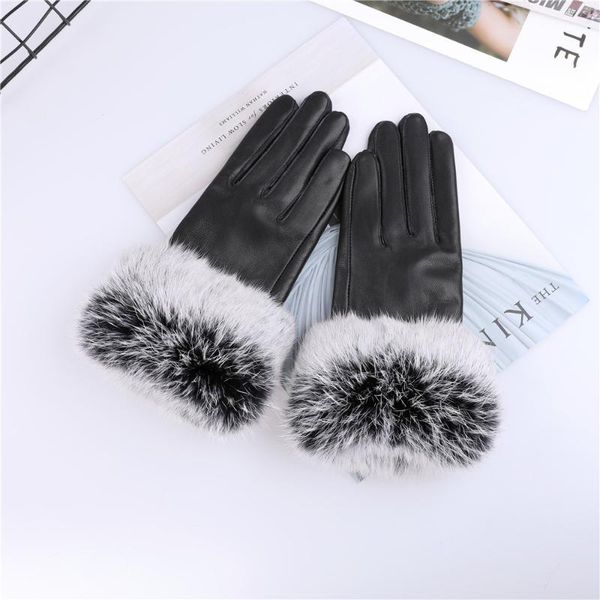 five fingers gloves women' genuine sheep skin leather autumn winter warm fur trim driving mittens, Blue;gray
five fingers gloves women' genuine sheep skin leather autumn winter warm fur trim driving mittens, Blue;gray