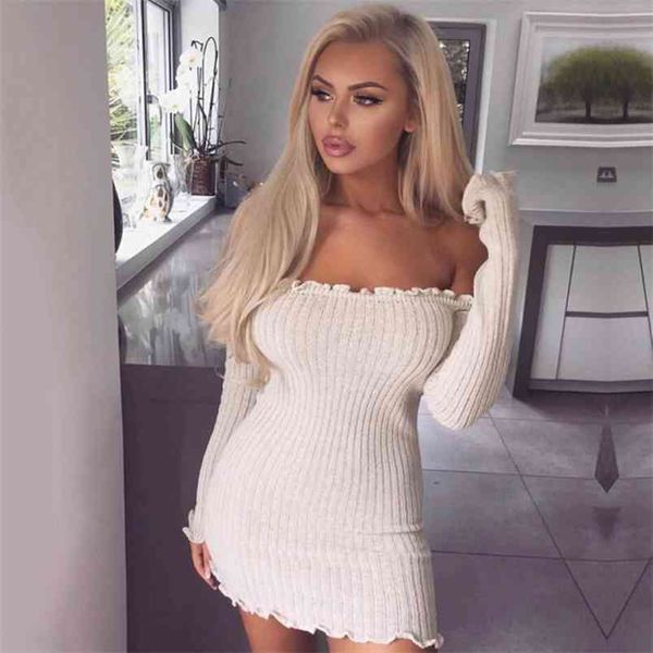 women dress off-the-shoulder mini pencil long sleeve solid color bodycon knit slim maxi outdoors high street outfits 210522, Black;gray
women dress off-the-shoulder mini pencil long sleeve solid color bodycon knit slim maxi outdoors high street outfits 210522, Black;gray