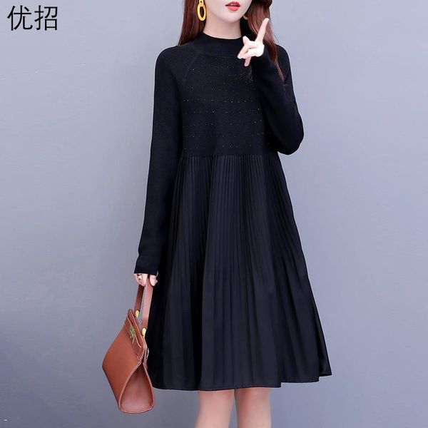 casual dresses fashion knitted dress women autumn winter women's one piece long sleeve loose black stitching robe femme, Black;gray
casual dresses fashion knitted dress women autumn winter women's one piece long sleeve loose black stitching robe femme, Black;gray