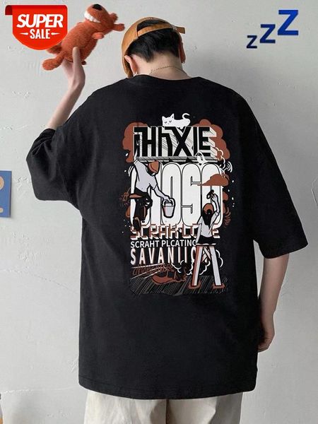 summer back cartoon pattern printing short-sleeved t-shirt men's half-sleeved tide brand ins #pc5c, White;black
summer back cartoon pattern printing short-sleeved t-shirt men's half-sleeved tide brand ins #pc5c, White;black