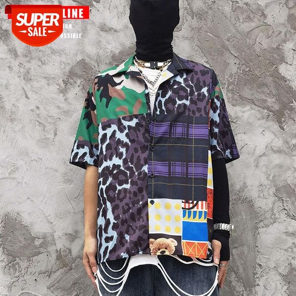 tkpa retro stitching camouflage leopard print short-sleeved shirt casual loose hip-hop cardigan #ac7n, White;black
tkpa retro stitching camouflage leopard print short-sleeved shirt casual loose hip-hop cardigan #ac7n, White;black