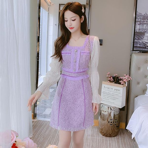 casual dresses purple patchwork spring mini dress women square collar tweed party luxury ruffles high waist plaid tassel woolen c851, Black;gray
casual dresses purple patchwork spring mini dress women square collar tweed party luxury ruffles high waist plaid tassel woolen c851, Black;gray
