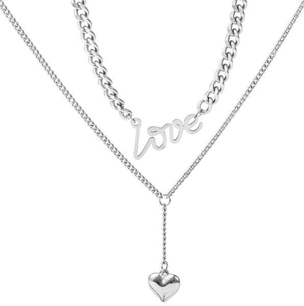 pendant necklaces 316l stainless steel simple love heart necklace splicing chain 3d no fade, Silver
pendant necklaces 316l stainless steel simple love heart necklace splicing chain 3d no fade, Silver