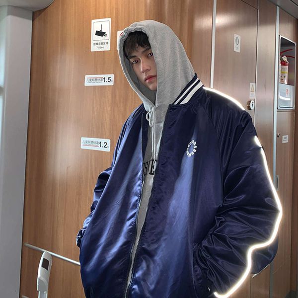 spring men's jacket baseball jacket luminous stripe men's coat, Black;brown 
spring men's jacket baseball jacket luminous stripe men's coat, Black;brown