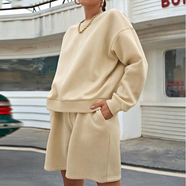 women's tracksuits suit solid long sleeves o-neck sweatshirt high waist shorts sets casual streetwear elegant 2021 autumn suits with sh, Gray
women's tracksuits suit solid long sleeves o-neck sweatshirt high waist shorts sets casual streetwear elegant 2021 autumn suits with sh, Gray