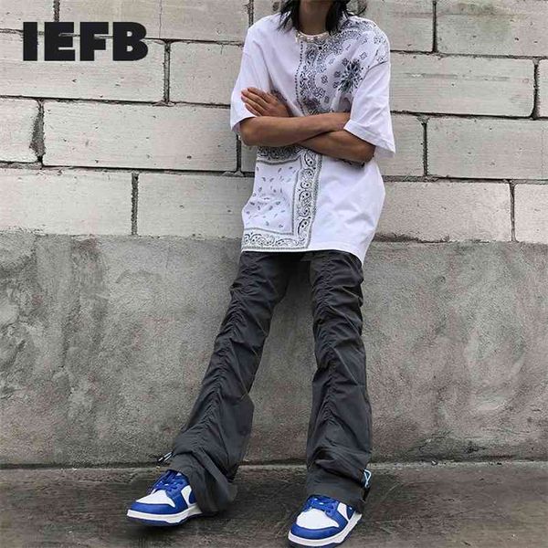 iefb high street men's casual pants american streetwear hip hop draswring folded design trousers elastic waist 9y5523 210715, Black
iefb high street men's casual pants american streetwear hip hop draswring folded design trousers elastic waist 9y5523 210715, Black