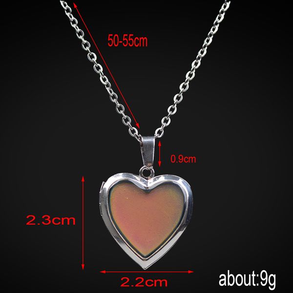 female love heart phase box mood necklace jewelry feeling warm change color necklaces, Silver
female love heart phase box mood necklace jewelry feeling warm change color necklaces, Silver