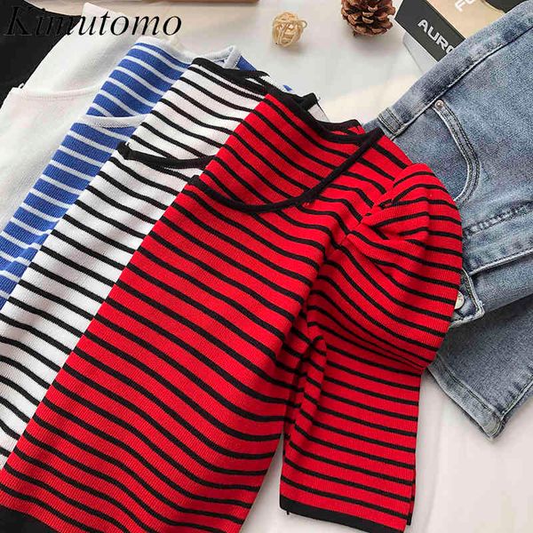 kimutomo fresh color contrast stripe knitted t-shirt women spring square collar short sleeve korean retro casual 210521, White
kimutomo fresh color contrast stripe knitted t-shirt women spring square collar short sleeve korean retro casual 210521, White