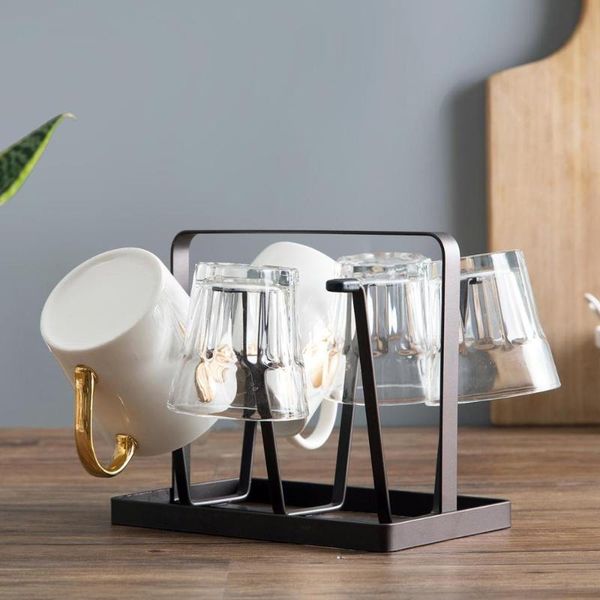 hooks & rails home kitchen iron art drain cup holder household six glass water rack set creative storage tea shelf 
hooks & rails home kitchen iron art drain cup holder household six glass water rack set creative storage tea shelf