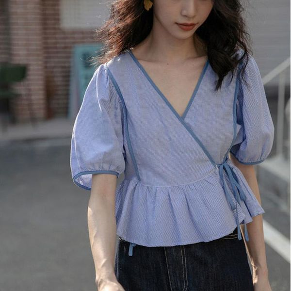 women's blouses & shirts casual elegant female blouse summer 2021 blue party sweet korean style women bubble sleeve harajuku high stree, White
women's blouses & shirts casual elegant female blouse summer 2021 blue party sweet korean style women bubble sleeve harajuku high stree, White