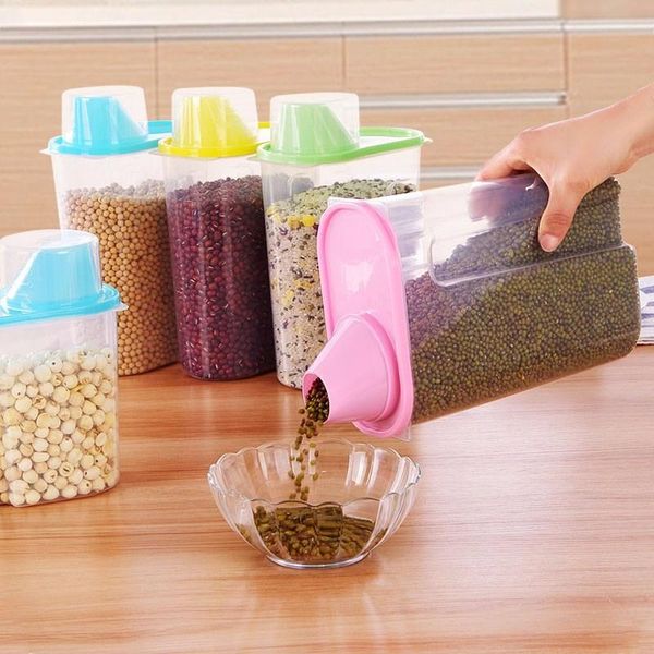 large volumsealed cereal storage box transparent kitchen flour grain rice container bottles & jars
large volumsealed cereal storage box transparent kitchen flour grain rice container bottles & jars