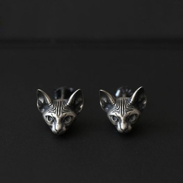 stud retro style 925 sterling silver earrings finely carved cat head men and women frosted jewelry accessories, Golden;silver
stud retro style 925 sterling silver earrings finely carved cat head men and women frosted jewelry accessories, Golden;silver