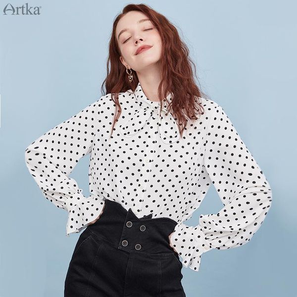 women's blouses & shirts artka 2021 early autumn women elegant retro dot print bow tie collar shirt long sleeve office chiffon sa25006q, White
women's blouses & shirts artka 2021 early autumn women elegant retro dot print bow tie collar shirt long sleeve office chiffon sa25006q, White