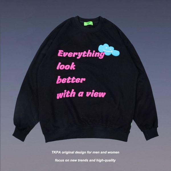 tkpa fashion brand letter foam printing round neck pullover sweater men and women's harajuku street bf couple casual top, Black
tkpa fashion brand letter foam printing round neck pullover sweater men and women's harajuku street bf couple casual top, Black