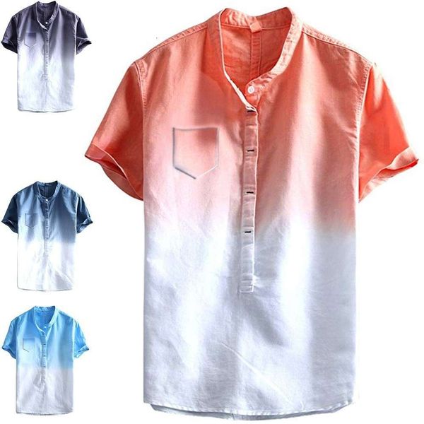men's shirt fashion slim fit gradual change printing half pocket cardigan linen cotton short sleeve shirt for men, White;black
men's shirt fashion slim fit gradual change printing half pocket cardigan linen cotton short sleeve shirt for men, White;black